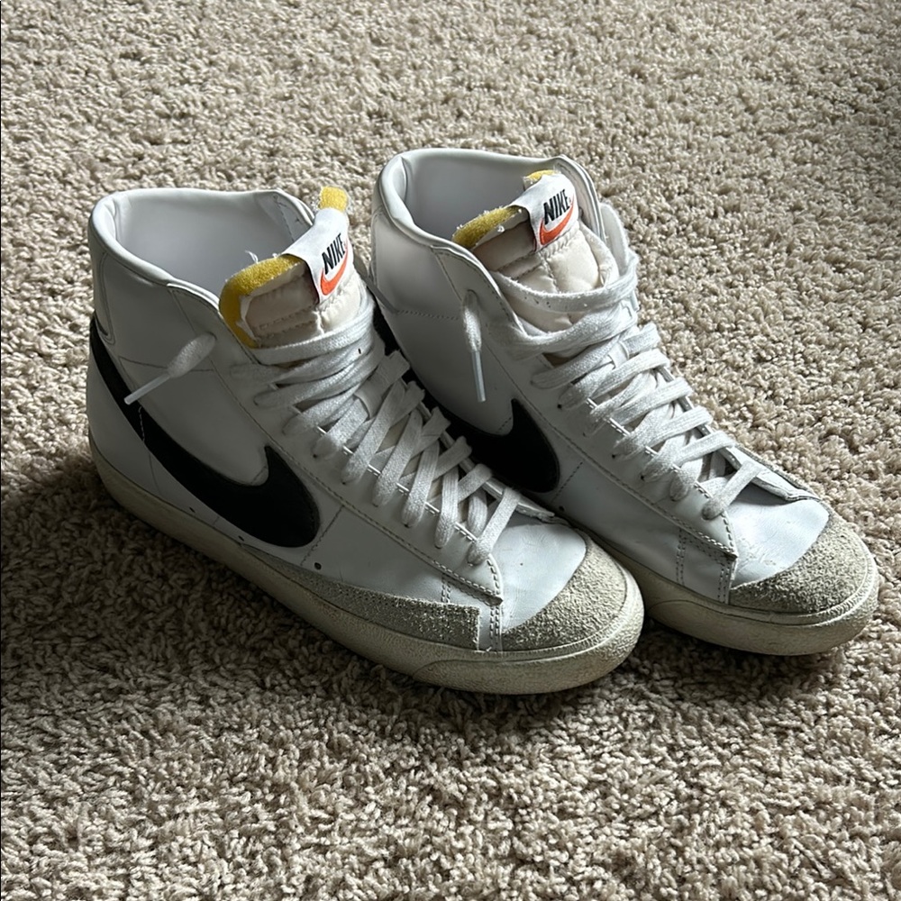 Nike White and Black High-Top Sneakers